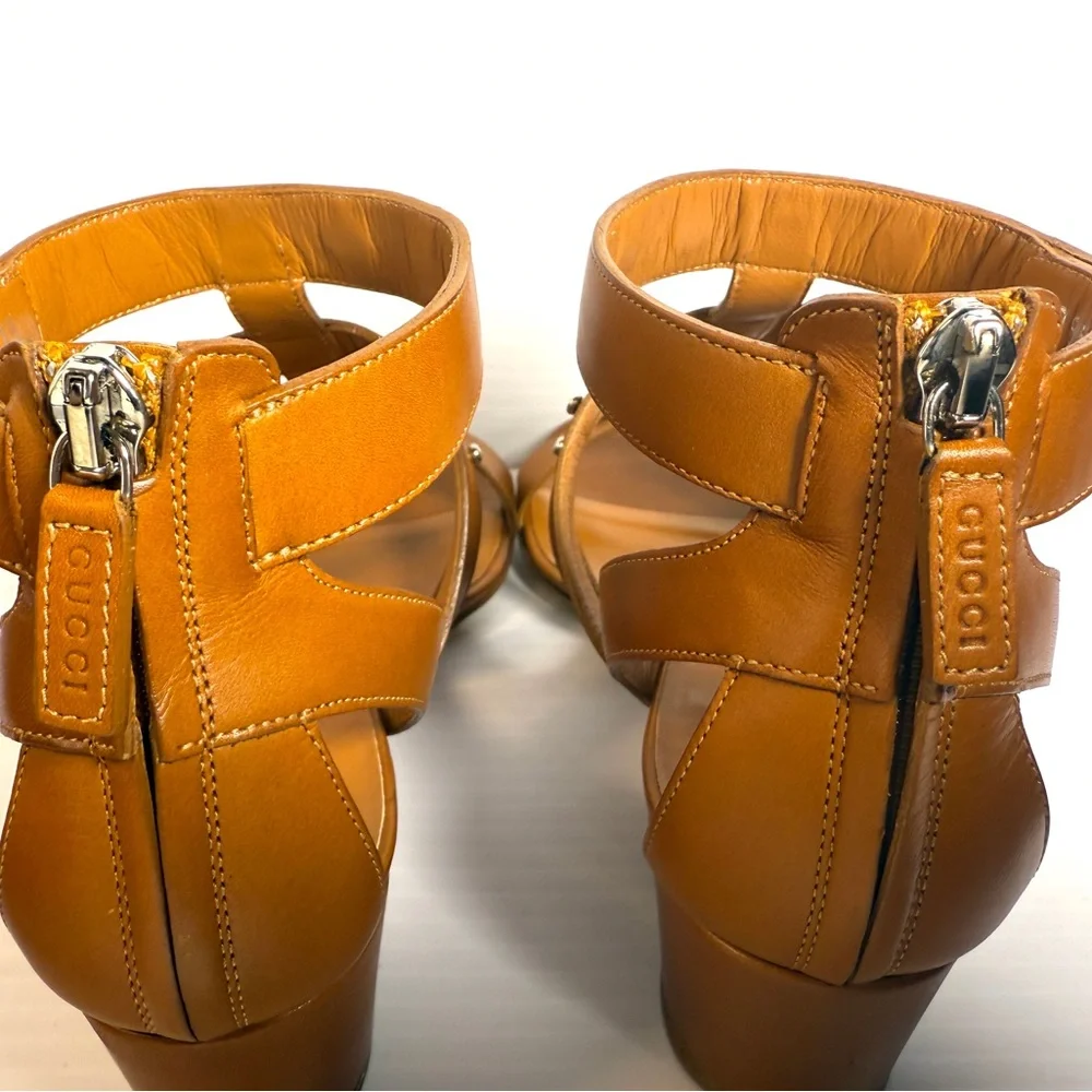 Gucci Gladiator Brown Leather Sandal Shows Size EU 37.5 or 7.5 NWT - Picture 13 of 16